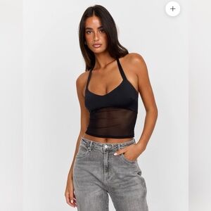 Sasha Therese black mesh top size XS TAGS ON